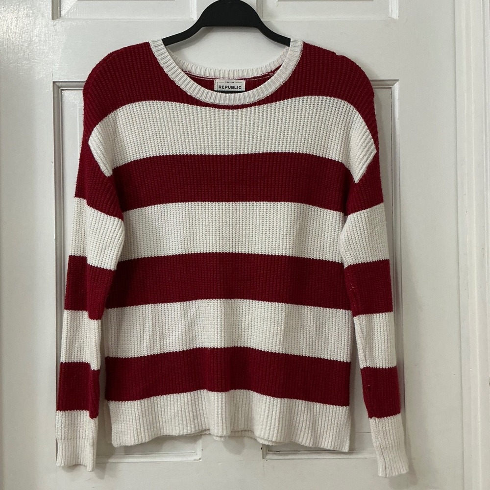 For The Republic Rugby Stripe Sweater Women's M Striped Nautical Preppy Shaker